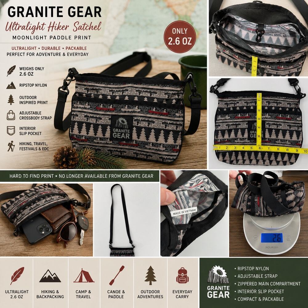 Granite Gear Ultralight Hiker Satchel Moonlight Paddle Crossbody Ripstop Bag